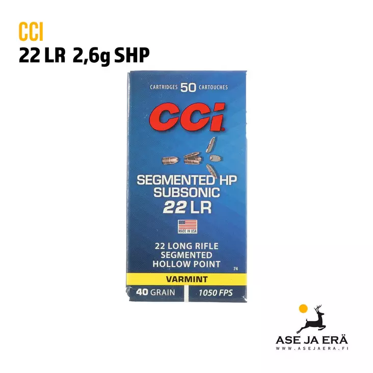 CCI 22LR Segmented HP Subsonic 2,6g pienoiskivääripatruuna - 22 LR patruunat - 076683000743 - 2