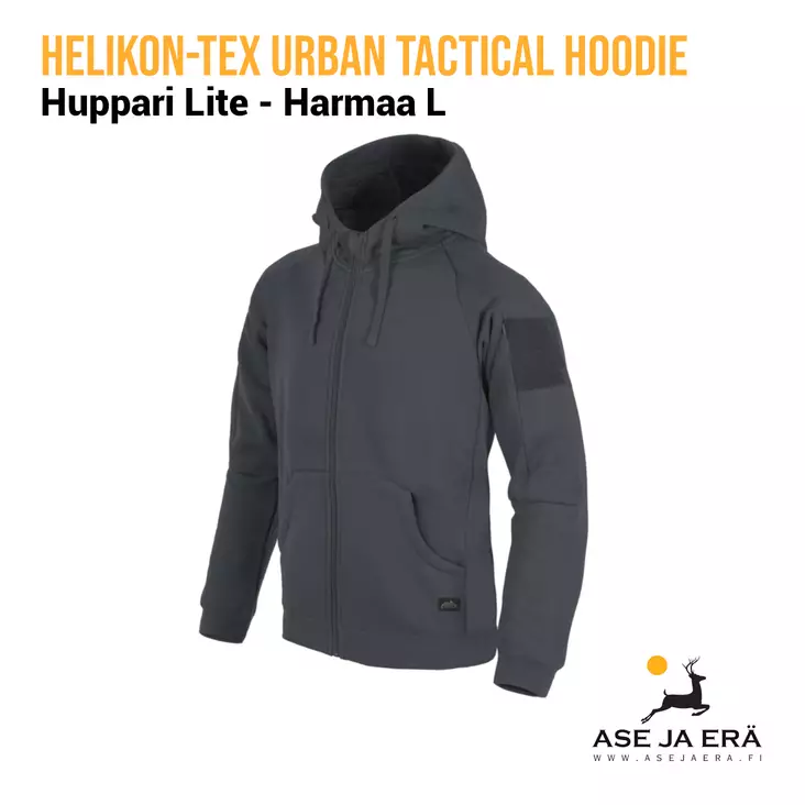 Helikon Urban Tactical Hoodie Lite FullZip, harmaa L - yleiskuva etuviistosta - Hupparit - 5908218737983 - 100