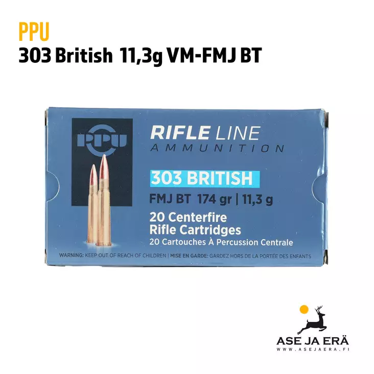 PPU 303 British FMJ BT 11.30g kiväärinpatruuna - Muut kaliiperit - 8605003812593 - 1