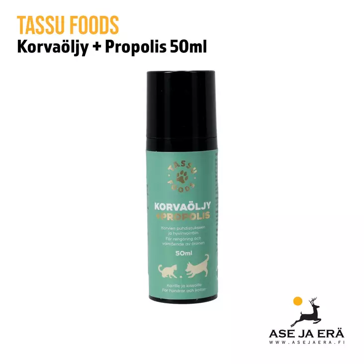 Tassu Foods Korvaöljy + Propolis 50ml - yleiskuva - Koiran hoito ja terveys - 6429810935113 - 1