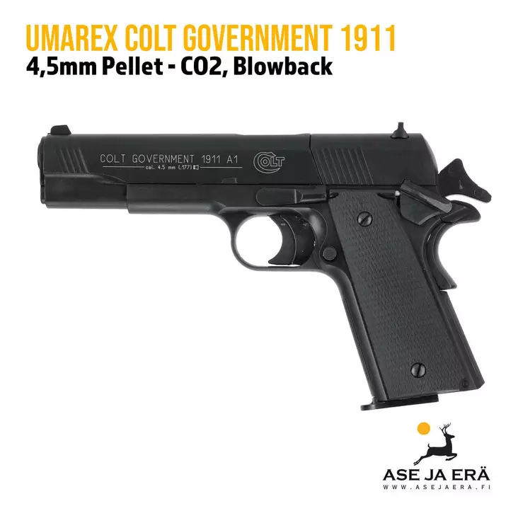 Umarex Colt Government 1911 A1 CO2 Musta ilmapistooli - Ilma-aseluoti ilmapistoolit - 4000844327543 - 1