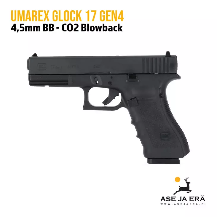 Umarex Glock 17 Gen4 Blowback 4,5mm CO2 BB ilmapistooli - yleiskuva vasemmalta sivusta - BB kuula ilmapistoolit - 4000844648273 - 1