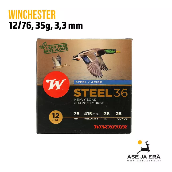 Winchester Steel 36 teräs 12/76 haulikonpatruuna - Lyijyttömät patruunat - 634957834953 - 1