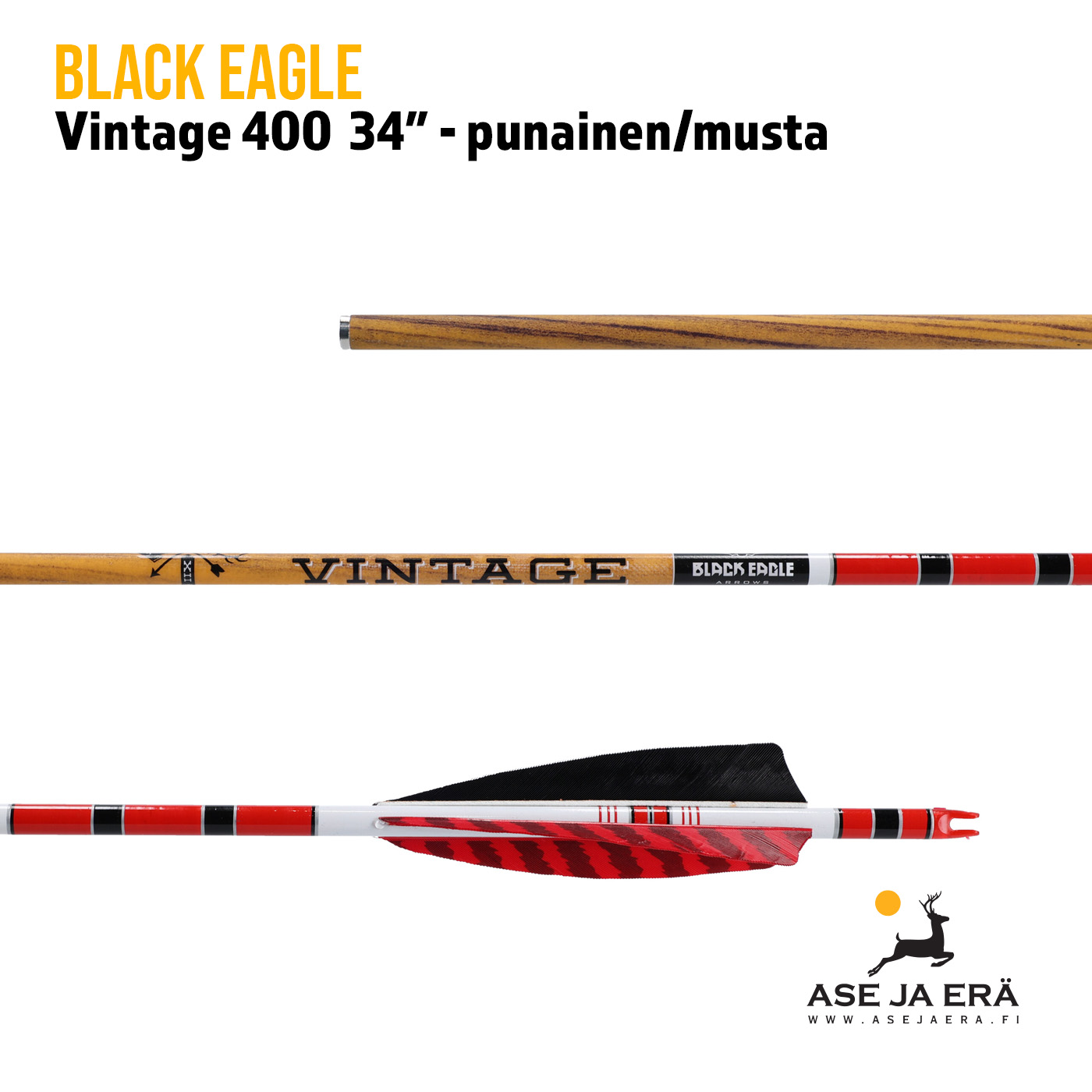 Black Eagle Vintage nuoli luonnonsulalla Red/Black asejaera.fi