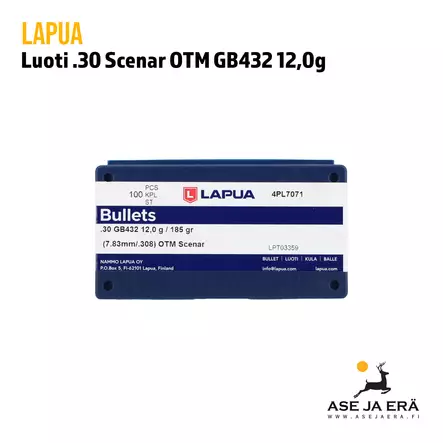 30 cal Lapua Scenar OTM GB432 12g Luoti 100 kpl - .30 luodit - 6418267300384 - 2