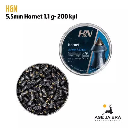 5,5mm H&N Hornet 200 kpl - Rasia avoinna - 5,5 mm luodit - 4047058018454 - 9