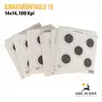 Ilmakivääritaulu 19 5 täplä 14x14 100kpl - Taulupino viuhkana - Ilma-asetaulut - 6410362401904 - 4