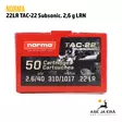 Norma TAC-22 Subsonic 22LR 2,6 g pienoiskiväärin patruuna - 22 Subsonic patruunat - 4000294250804 - 4