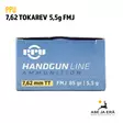 PPU 7,62 Tokarev FMJ 5,5g Pistoolinpatruuna - Muut pistoolinpatruunat - 8605003813194 - 5