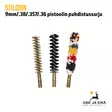 StilCrin 9mm/.38/.357/.36 pistoolin puhdistussarja harjat 3kpl - Puhdistussarjat ja -harjat - 6410363740804 - 3