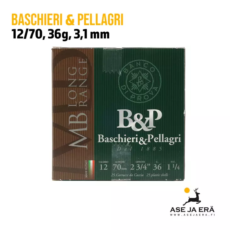 12/70 B&P MB Long Range 36g Haulikonpatruuna - 12/70 metsästyspatruunat - 8033109502924 - 3