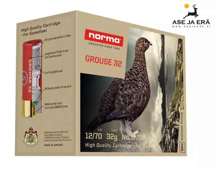 12/70 Norma Grouse 32g 25kpl - 12/70 metsästyspatruunat - 7393923322094 - 1