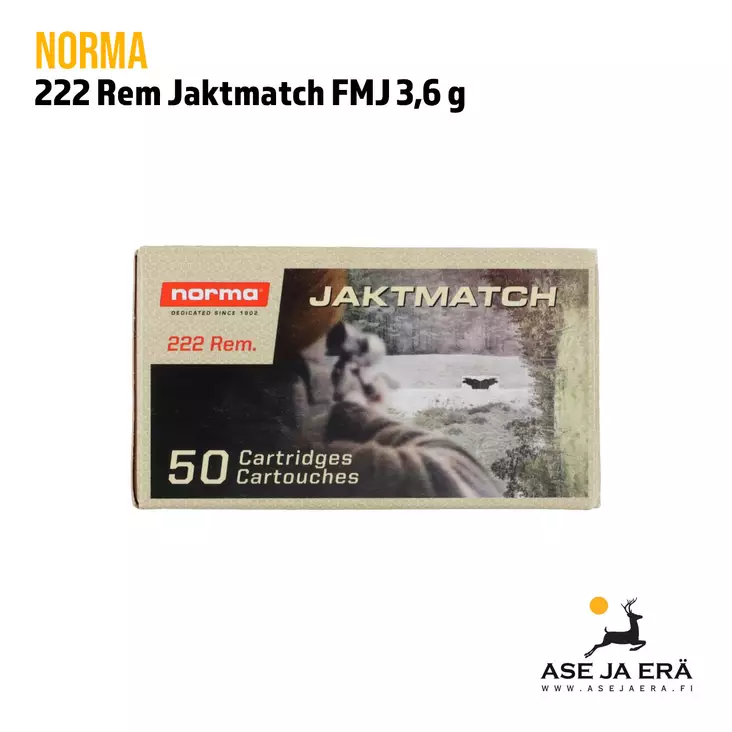 222 Norma Jaktmatch 3,6g FMJ 50 kpl - 222 kaliiperi - 7393923157214 - 4