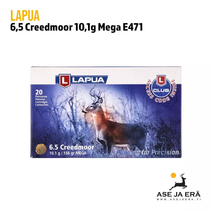 6,5 Creedmoor Lapua Mega E471 10,1g kiväärinpatruuna 20 kpl - 6,5 Creedmoor kaliiperi - 6418267103824 - 7