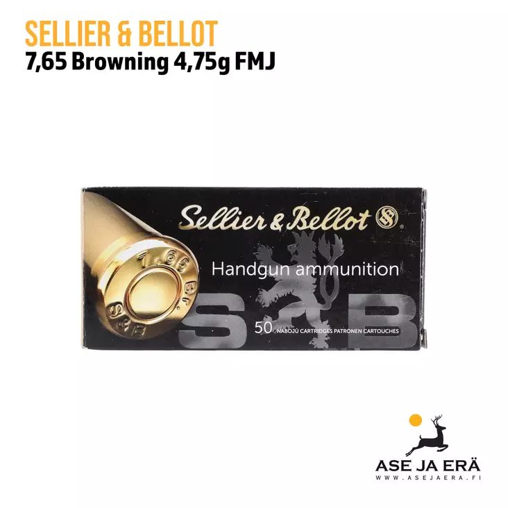 7,65 Browning Sellier& Bellot 4,75g FMJ patruuna 50 kpl - Muut pistoolinpatruunat - 8590690310234 - 4