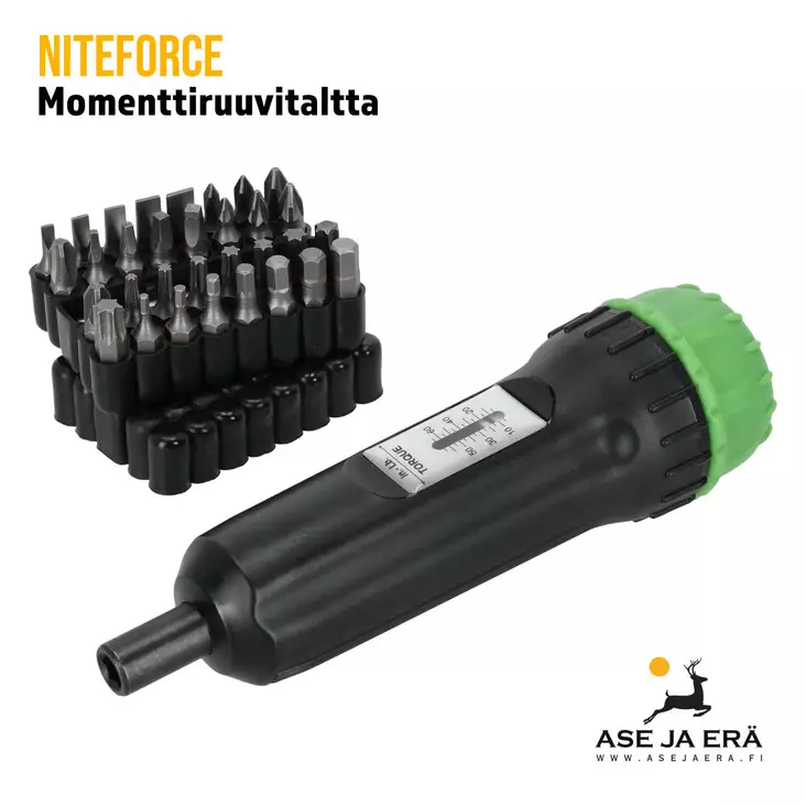 NITEforce Momenttiruuvitaltta yleiskuva vääntimestä ja kärkisarjasta - Asetyökalut ja tarvikkeet - 6430061583114 - 1