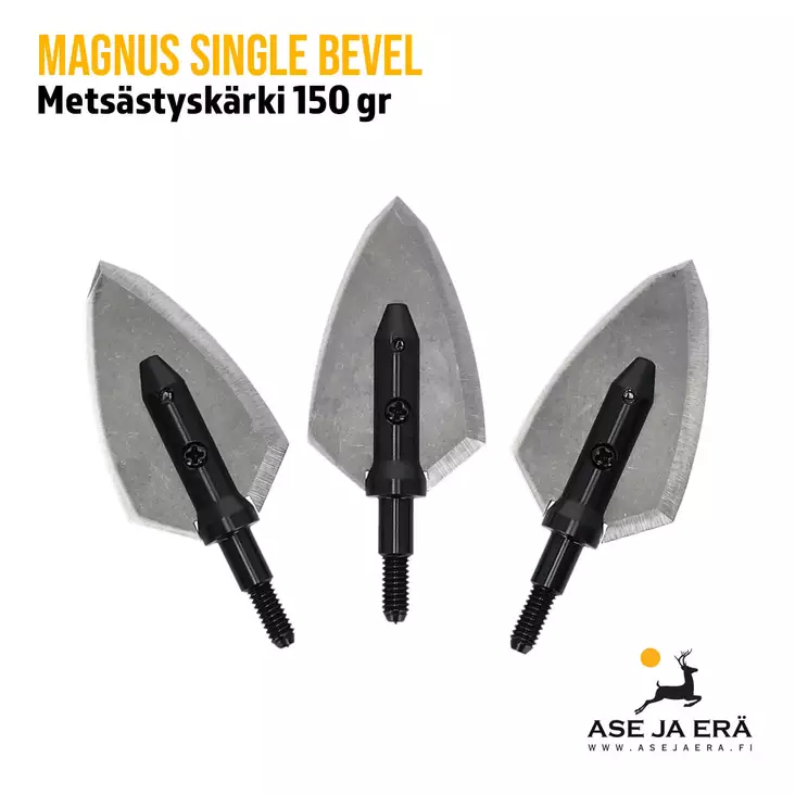 Magnus Single Bevel 150gr - 2-teräinen metsästyskärki yleiskuva kolmesta kärjestä
 - Metsästyskärjet - 789176301714 - 1
