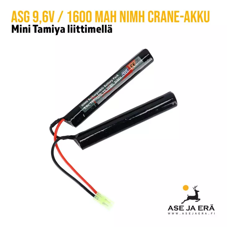 ASG 9,6 V 1600 mAh NiMH Crane-akku - Airsoft-akut ja laturit - 5707843081924 - 1