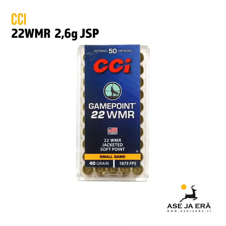 CCI Gamepoint 22WMR 2,6g JSP pienoiskivääripatruuna - 22 WMR patruunat - 076683000224 - 1