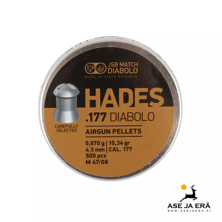 JSB Hades 4,50 ilma-aseluoti 0,67 g 500 kpl rasia - 4,5 mm luodit - 8594180451124 - 1