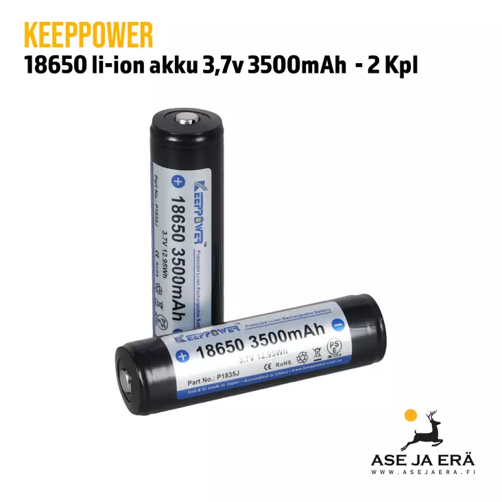 Keeppower Panasonic 18650 li-ion akku 2 kpl - Akut, paristot ja laturit valaisimiin - 6970906550234 - 4
