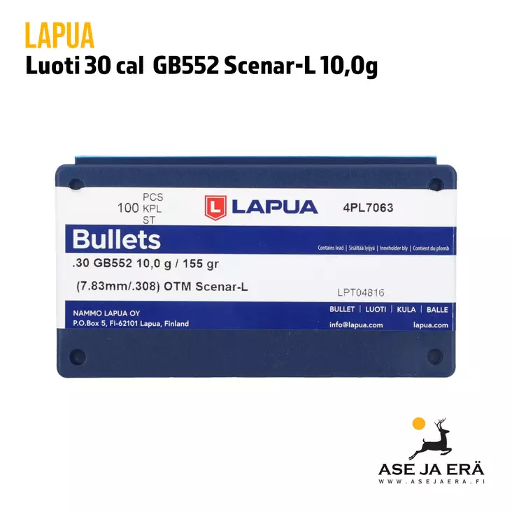 Lapua .30 GB552 10g Scenar-L, 100 kpl - .30 luodit - 6418267300964 - 2