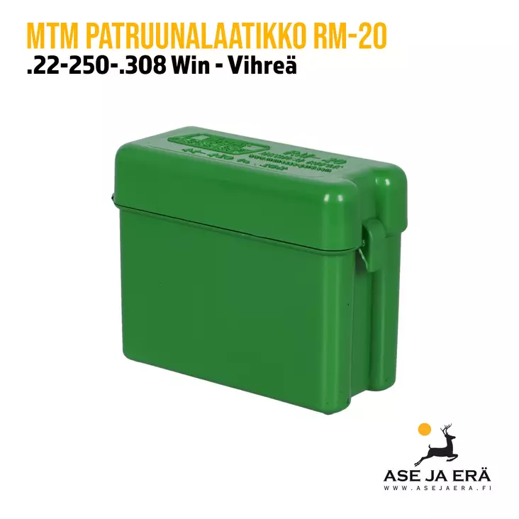 MTM RM-20 22-250-308Win patruunalaatikko 20 patruunaa vyötyyli - Kiväärin patruunoille - 026057212104 - 2