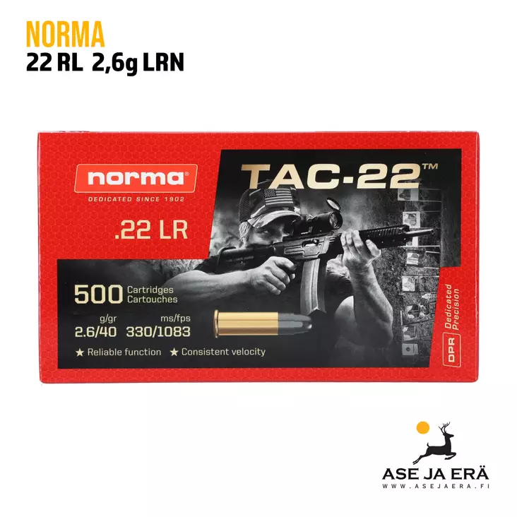 Norma USA TAC-22 .22 LR LRN 2,6g 500 kpl - 22 LR patruunat - 0114000294250924 - 1