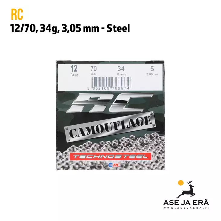 RC Camouflage Technosteel T4 HP 12/70 34g haulikonpatruuna - 12/70 metsästyspatruunat - 8052109786974 - 1