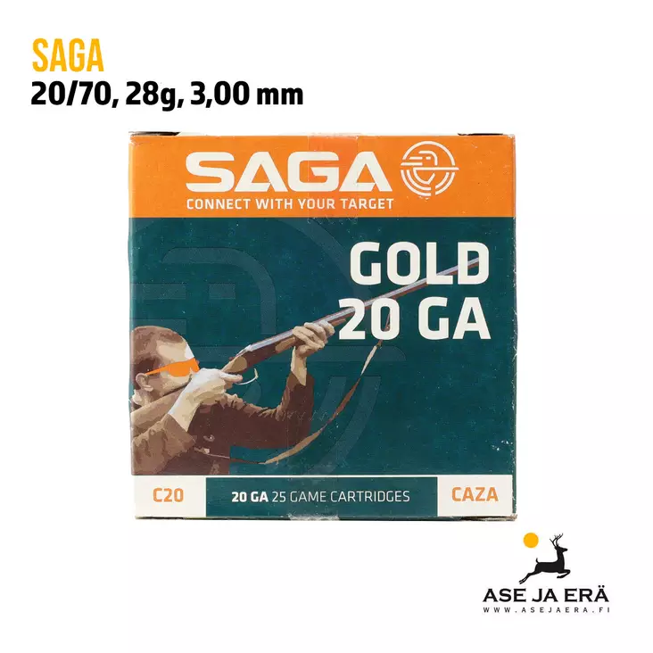 Saga Gold 20/70 28g haulikonpatruuna - 20 kaliiperin patruunat - 8435101625364 - 1