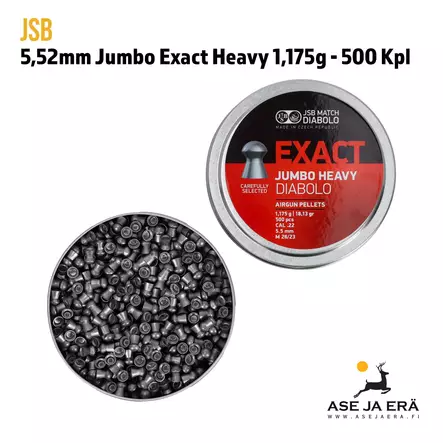 5,52mm JSB Jumbo Exact Heavy 1,175g - Rasia avoinna - 5,5 mm luodit - 8594180450615 - 3