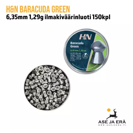 6,35mm H&N Baracuda Green 150 kpl rasia auki - 6,35 mm luodit - 4047058019505 - 2