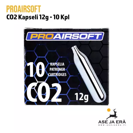 ProAirsoft CO2 patruuna 12g 10 kpl - Myyntipakkaus - Co2 kaasupatruunat - 6430034892885 - 2