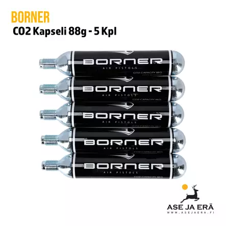 Borner CO2 Kapseli 88g 5 kpl - Co2 kaasupatruunat - 00159923X5 - 1