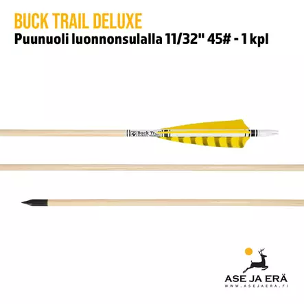 Buck Trail Deluxe puunuoli 11/32" 45# - 1 kpl - yleiskuva nuolen osista - Puunuolet - ZPVB202K45 - 1