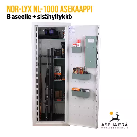 Nor-Lyx NL-1000 asekaappi + sisähyllykkö - Asekaappi 1-10 aseelle - 293165 - 1