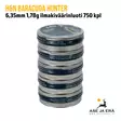 H&N Baracuda Hunter 6,35mm 1,78g ilmakiväärinluoti 750 kpl - yleiskuva viisi rasiaa pinossa - 6,35 mm luodit - 4047058019536x5 - 1