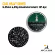 Coal Heavy Domed 6,35mm 2,00g ilmakiväärinluoti 125 kpl -
rasia avattuna, luodit näkyvissä - 6,35 mm luodit - 6410361637205 - 2