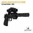 Umarex Beretta 92FS XX-treme CO2 ilmapistooli punapistetähtäimellä -  etuviistosta oikea tähtäin ja suujarru paikoillaan - Ilma-aseluoti ilmapistoolit - 4000844388025 - 4