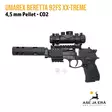 Umarex Beretta 92FS XX-treme CO2 ilmapistooli punapistetähtäimellä - Sivukuva vasen  tähtäin ja suujarru paikoillaan - Ilma-aseluoti ilmapistoolit - 4000844388025 - 6