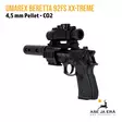 Umarex Beretta 92FS XX-treme CO2 ilmapistooli punapistetähtäimellä - Takaviisto vasen tähtäin ja suujarru paikoillaan - Ilma-aseluoti ilmapistoolit - 4000844388025 - 9