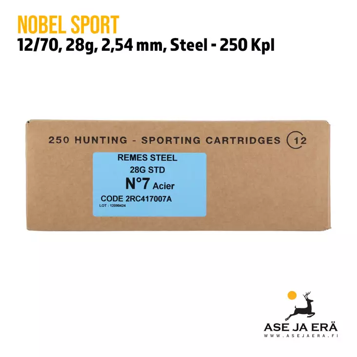 12/70 Steel Sport Nobel 28g No 7 250 kpl - Haulikon ratapatruunat - StelSportNobel2825 - 3