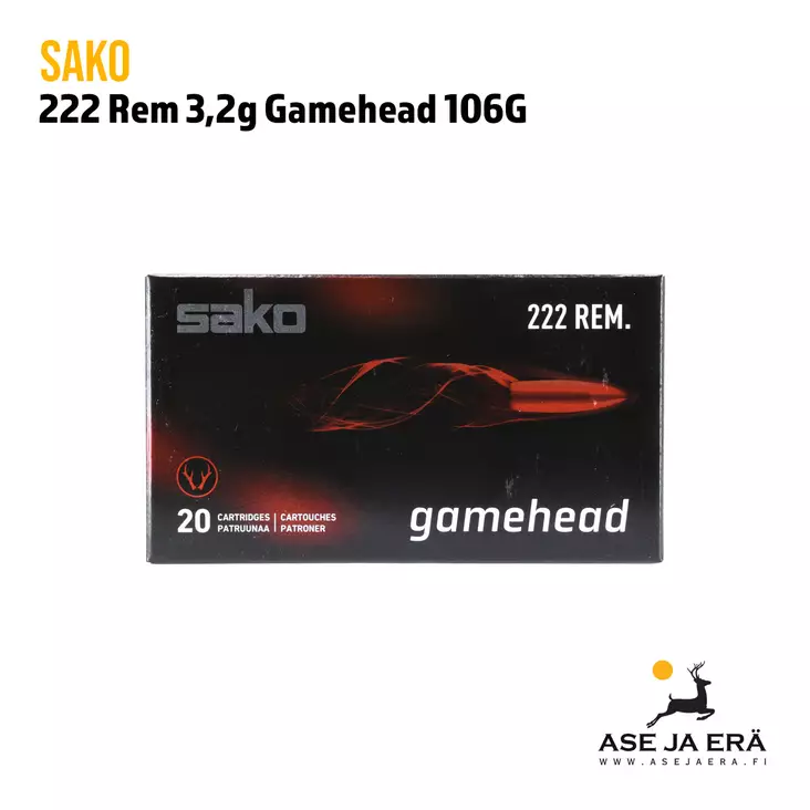 222 Rem Sako Gamehead 3,2g (106G) 20 kpl - 222 kaliiperi - 6438053999905 - 5