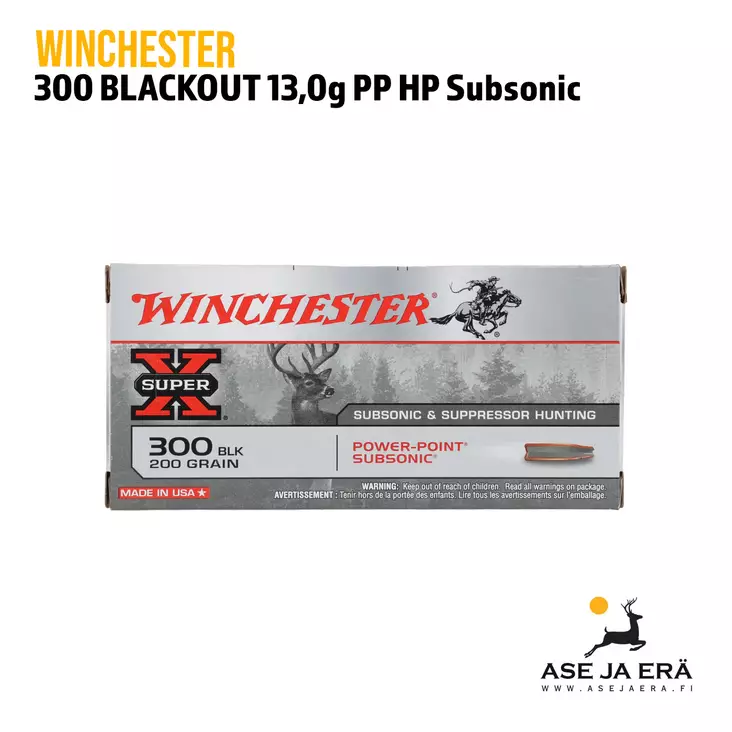 300 BLK Winchester PP HP Subsonic 13,0g kivääripatruuna - Muut kaliiperit - 020892223325 - 1