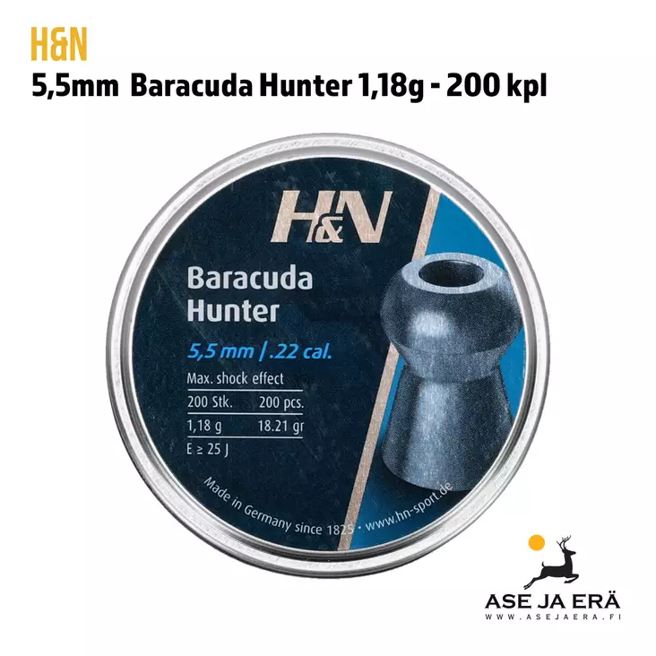 5,5mm H&N Baracuda Hunter 1,18g 200 kpl- Yleiskuva - 5,5 mm luodit - 4047058015095 - 6