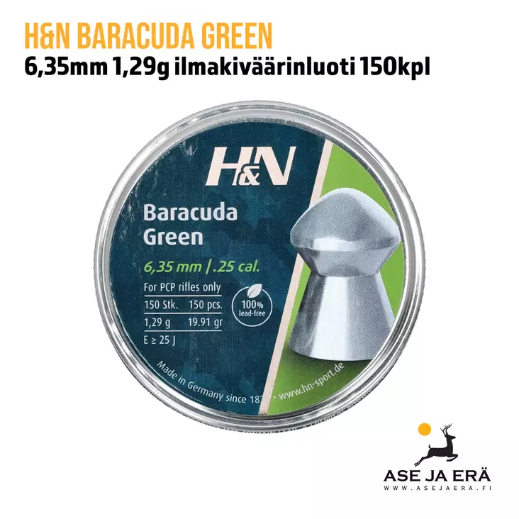 6,35mm H&N Baracuda Green 150 kpl rasia kansi - 6,35 mm luodit - 4047058019505 - 1