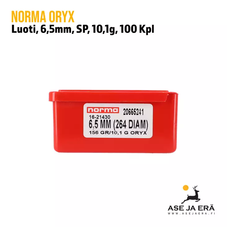 6,5mm (.264) 10,1g/156gr Oryx -luoti 100kpl - 6,5mm luodit - 7393923665245 - 2