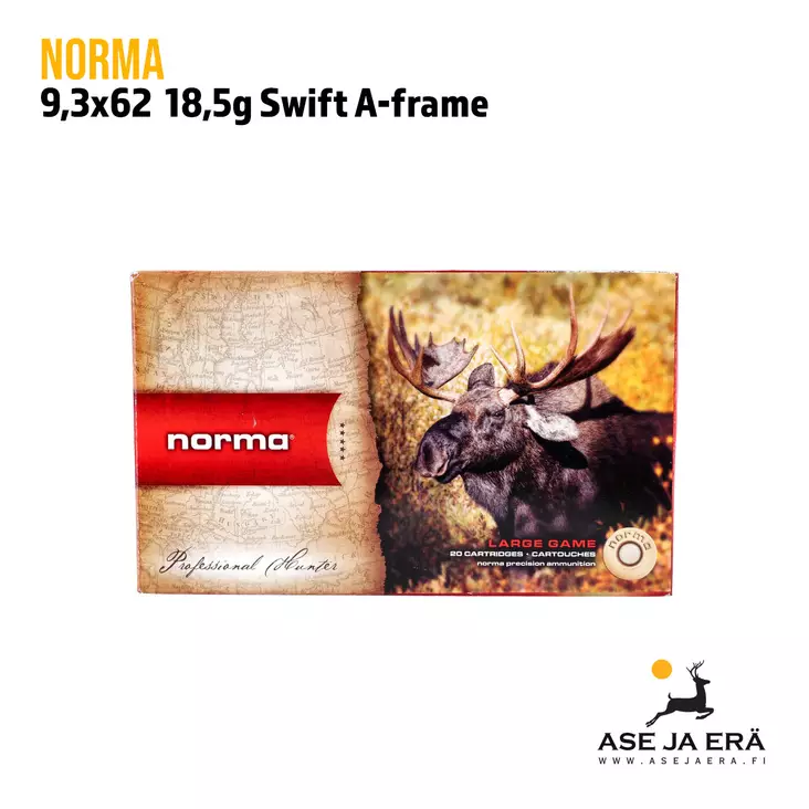 9,3x62 Norma Swift A-frame 18,5g 20 kpl - 9,3x62 kaliiperi - 7393923193335 - 1