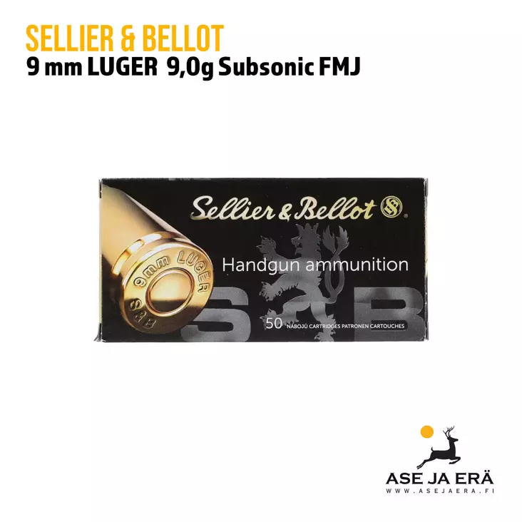 9 mm Sellier & Bellot 9 g Subsonic FMJ pistoolipatruuna - 9mm pistoolin patruunat - 8590690310555 - 1
