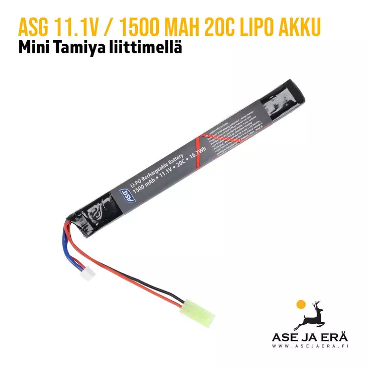 ASG 11.1V / 1500mAh 20C LiPo akku - Airsoft-akut ja laturit - 5707843060745 - 1
